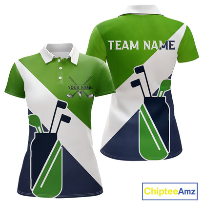 Green & Blue Golf Bag Womens Golf Polo Shirts Custom Golf Shirts, Golf Attire For Ladies NBT576