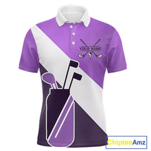 Load image into Gallery viewer, Purple Golf Bag Mens Golf Polo Shirts Custom Golf Shirts, Golf Attire For Men NBT577