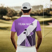 Load image into Gallery viewer, Purple Golf Bag Mens Golf Polo Shirts Custom Golf Shirts, Golf Attire For Men NBT577