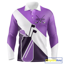 Load image into Gallery viewer, Purple Golf Bag Mens Golf Polo Shirts Custom Golf Shirts, Golf Attire For Men NBT577