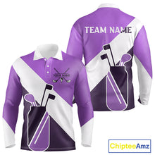 Load image into Gallery viewer, Purple Golf Bag Mens Golf Polo Shirts Custom Golf Shirts, Golf Attire For Men NBT577