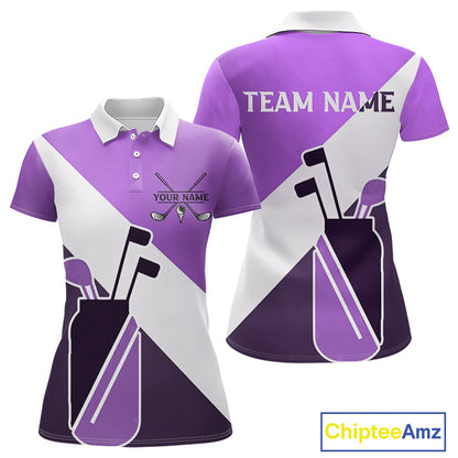 Purple Golf Bag Womens Golf Polo Shirts Custom Golf Shirts, Golf Attire For Ladies NBT577