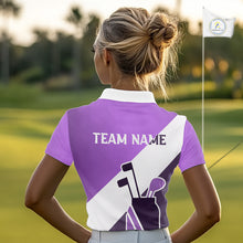 Load image into Gallery viewer, Purple Golf Bag Womens Golf Polo Shirts Custom Golf Shirts, Golf Attire For Ladies NBT577