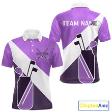 Load image into Gallery viewer, Purple Golf Bag Mens Golf Polo Shirts Custom Golf Shirts, Golf Attire For Men NBT577