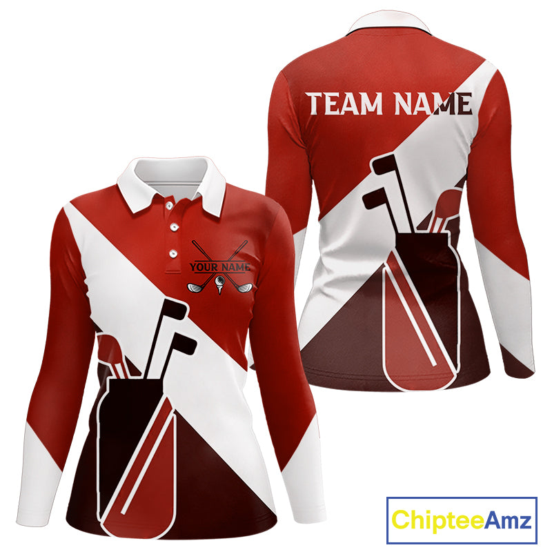 Red Golf Bag Womens Golf Polo Shirts Custom Golf Shirts, Golf Attire For Ladies NBT578