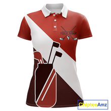 Load image into Gallery viewer, Red Golf Bag Womens Golf Polo Shirts Custom Golf Shirts, Golf Attire For Ladies NBT578