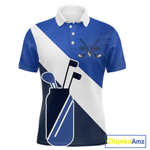 Load image into Gallery viewer, Blue Golf Bag Mens Golf Polo Shirts Custom Golf Shirts, Golf Attire For Men NBT579