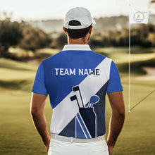 Load image into Gallery viewer, Blue Golf Bag Mens Golf Polo Shirts Custom Golf Shirts, Golf Attire For Men NBT579