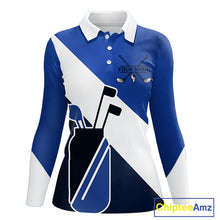 Load image into Gallery viewer, Blue Golf Bag Womens Golf Polo Shirts Custom Golf Shirts, Golf Attire For Ladies NBT579