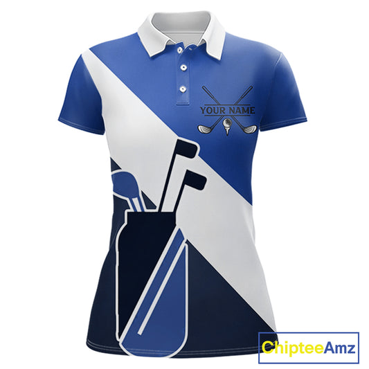 Blue Golf Bag Womens Golf Polo Shirts Custom Golf Shirts, Golf Attire For Ladies NBT579