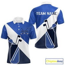 Load image into Gallery viewer, Blue Golf Bag Mens Golf Polo Shirts Custom Golf Shirts, Golf Attire For Men NBT579