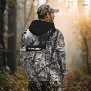 Whitetail Deer Hunting Winter Camouflage 3D Custom Name Shirts, Custom Deer Hunting Winter NBT197
