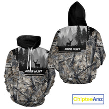 Load image into Gallery viewer, Whitetail Deer Hunting Winter Camouflage 3D Custom Name Shirts, Custom Deer Hunting Winter NBT197