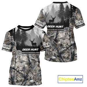 Whitetail Deer Hunting Winter Camouflage 3D Custom Name Shirts, Custom Deer Hunting Winter NBT197
