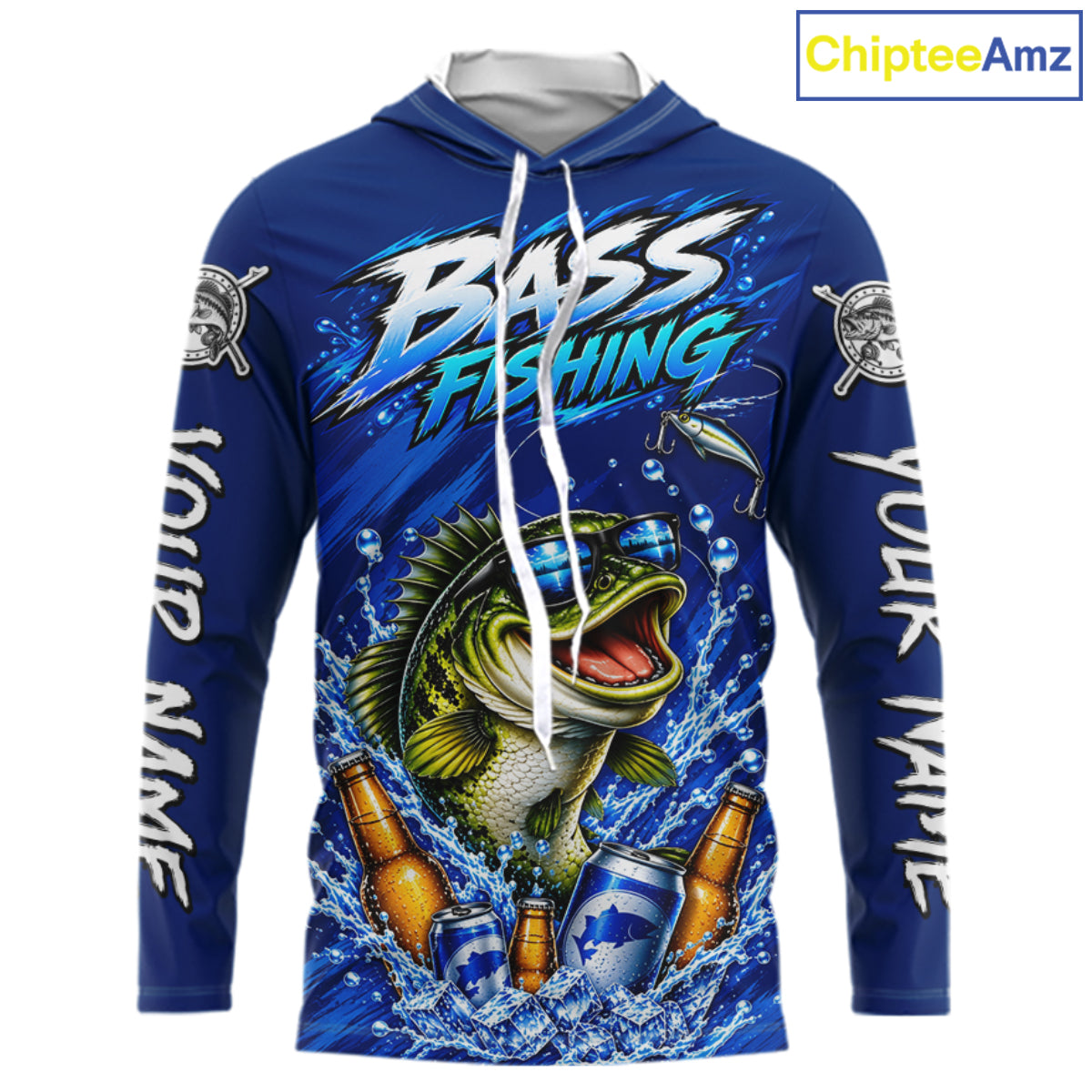 Custom Bass Fishing Shirts, Funny Bass Fishing Beer Shirts Long Sleeve Hooded For Team NBT1139