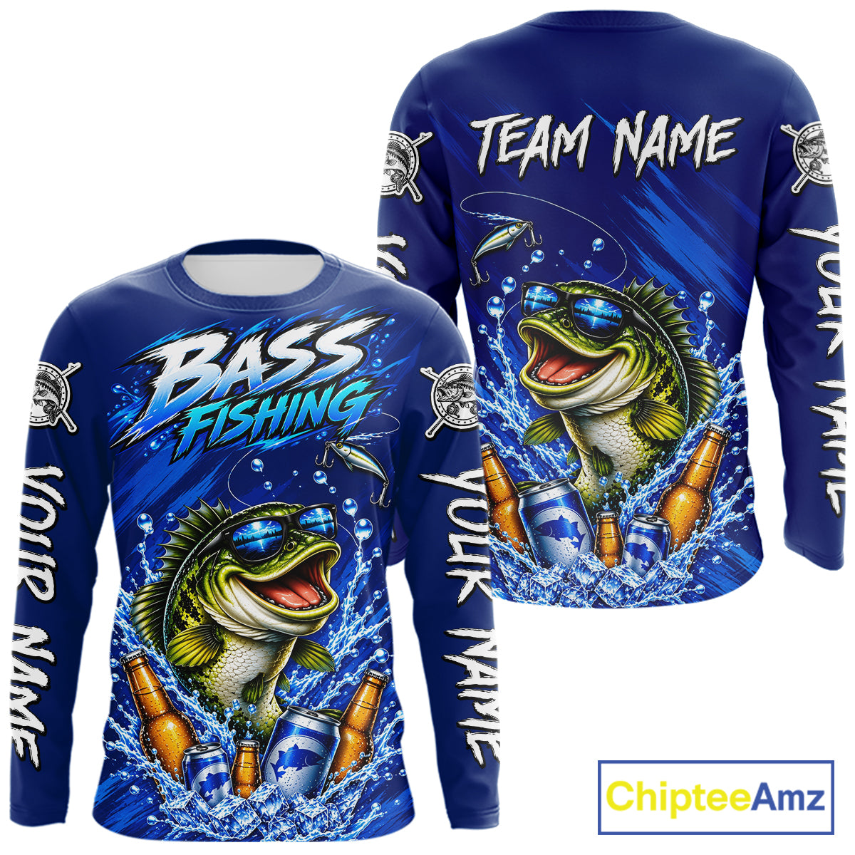 Custom Bass Fishing Shirts, Funny Bass Fishing Beer Shirts Long Sleeve For Team NBT1139