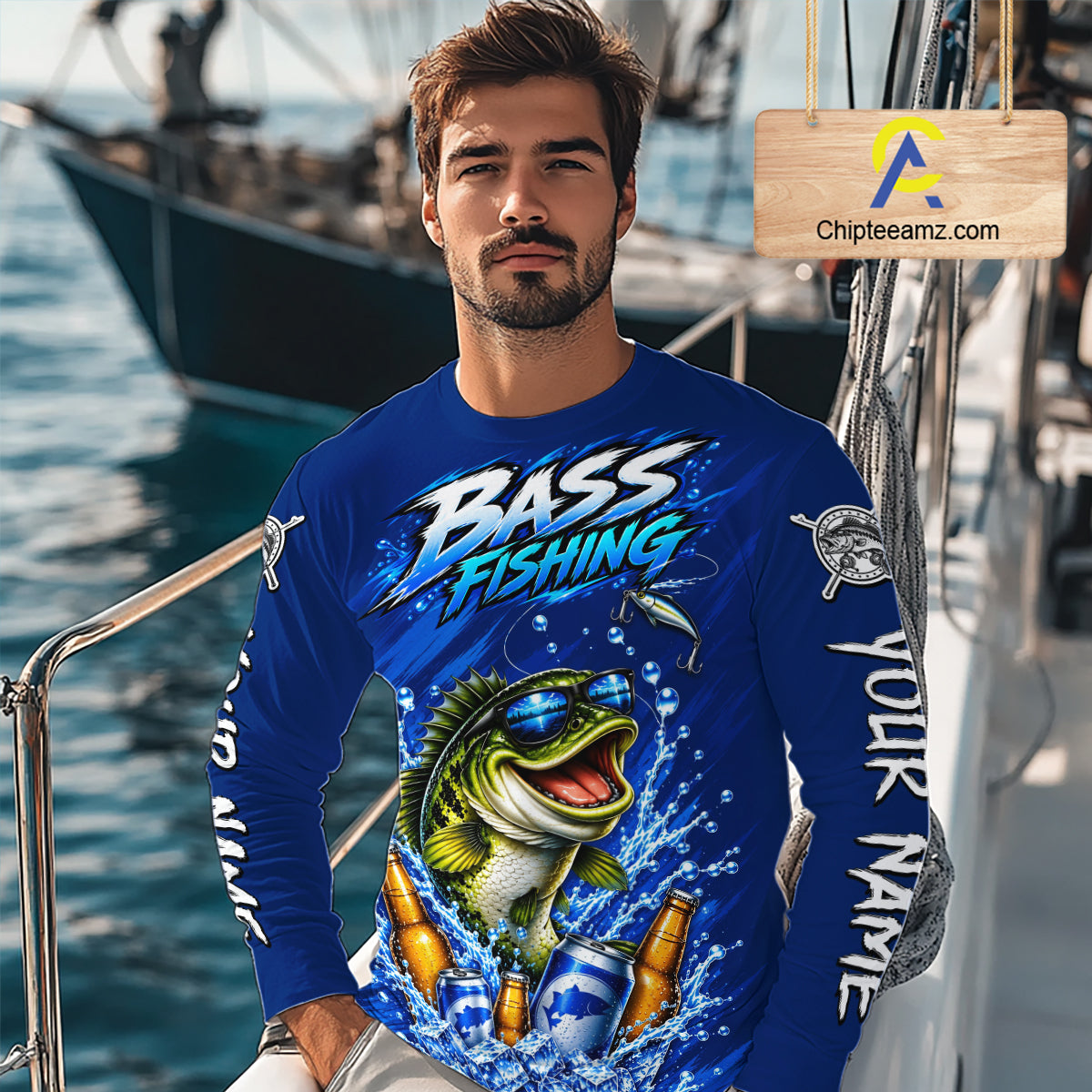 Custom Bass Fishing Shirts, Funny Bass Fishing Beer Shirts Long Sleeve For Team NBT1139