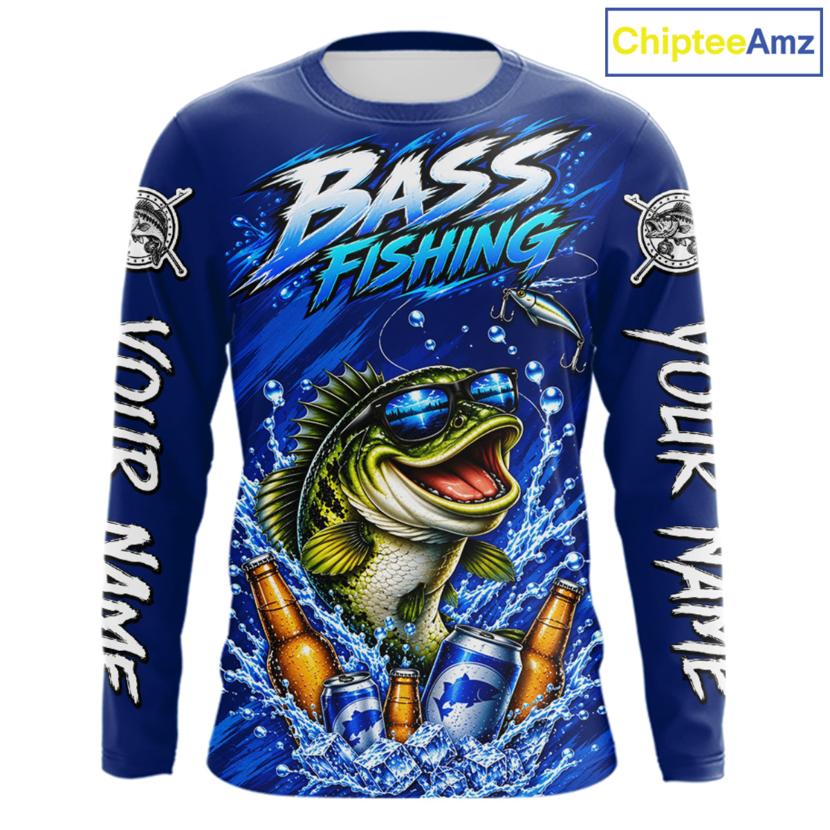 Custom Bass Fishing Shirts, Funny Bass Fishing Beer Shirts Long Sleeve For Team NBT1139