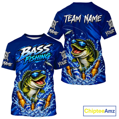 Custom Bass Fishing T-Shirts, Funny Bass Fishing Beer Shirts For Team NBT1139
