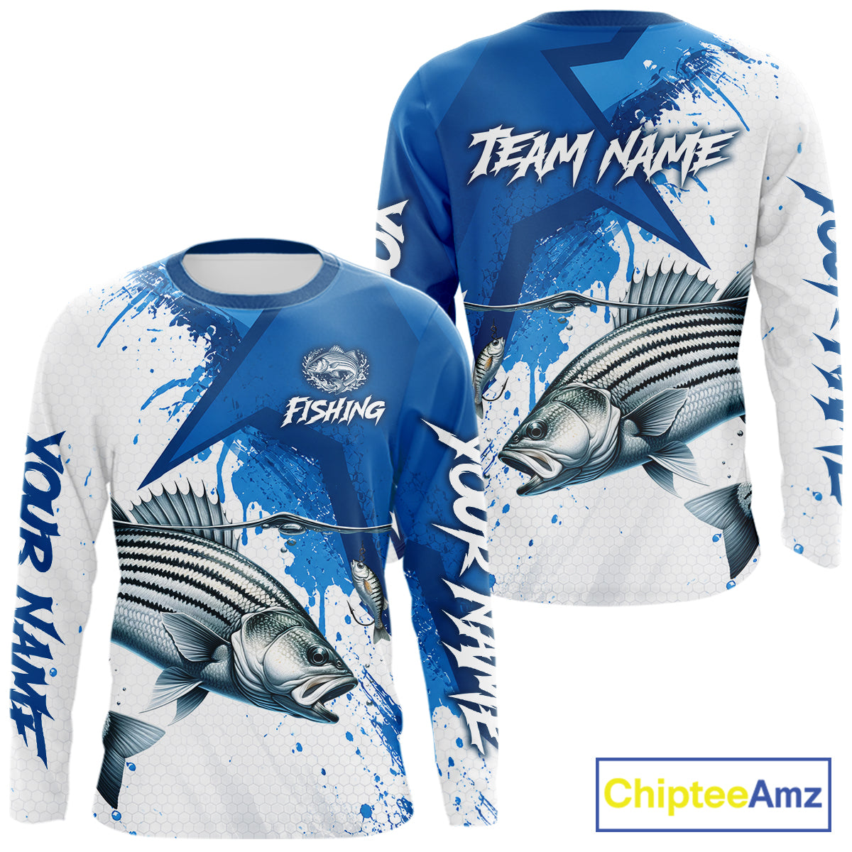 Personalized Striped Bass Long Sleeve Performance Fishing Shirts, Striper Team Fishing Jerseys NBT1045