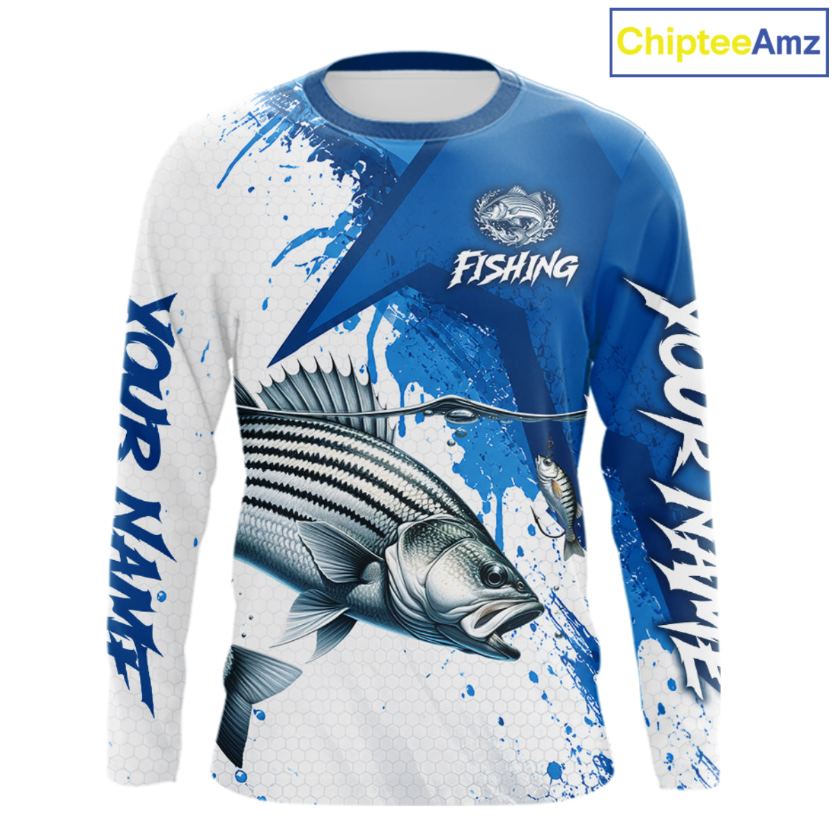 Personalized Striped Bass Long Sleeve Performance Fishing Shirts, Striper Team Fishing Jerseys NBT1045