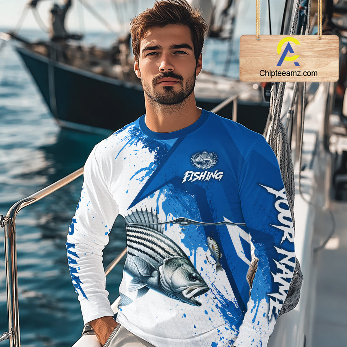 Personalized Striped Bass Long Sleeve Performance Fishing Shirts, Striper Team Fishing Jerseys NBT1045