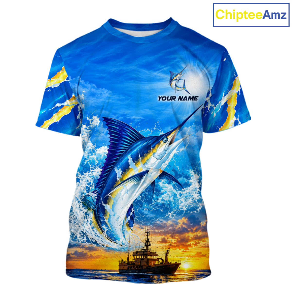 Blue Marlin Fish Scales Custom Saltwater Fishing T-Shirts, Marlin Fishing Jerseys For Team NBT1145