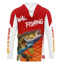 Load image into Gallery viewer, Walleye Hooded Fishing Shirts Long Sleeve Custom Fishing Tournament Shirts, Walleye Fishing Apparel NBT365