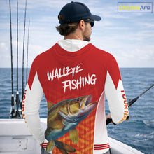 Load image into Gallery viewer, Walleye Hooded Fishing Shirts Long Sleeve Custom Fishing Tournament Shirts, Walleye Fishing Apparel NBT365