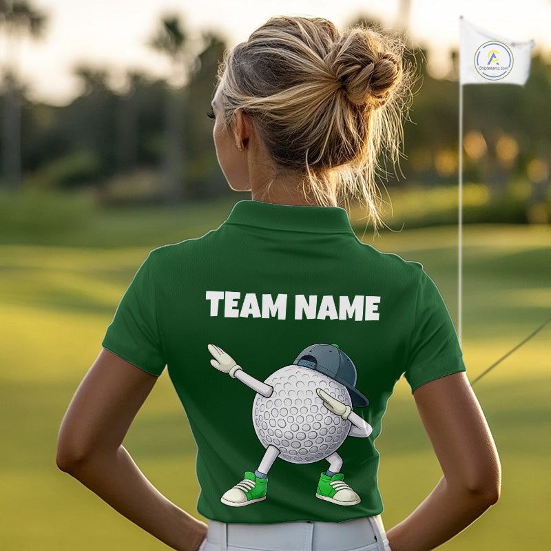 Green Funny Golf Ball Custom Team Polo Shirt, Personalized Womens Golf Polo Shirt, Golf Lovers Gift NBT605