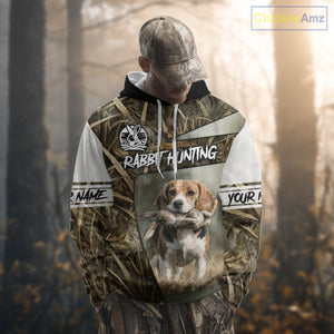 Rabbit Hunting Beagle Dog Camouflage Custom Name 3D Shirts, Rabbit Hunting Clothing for Men NBT215