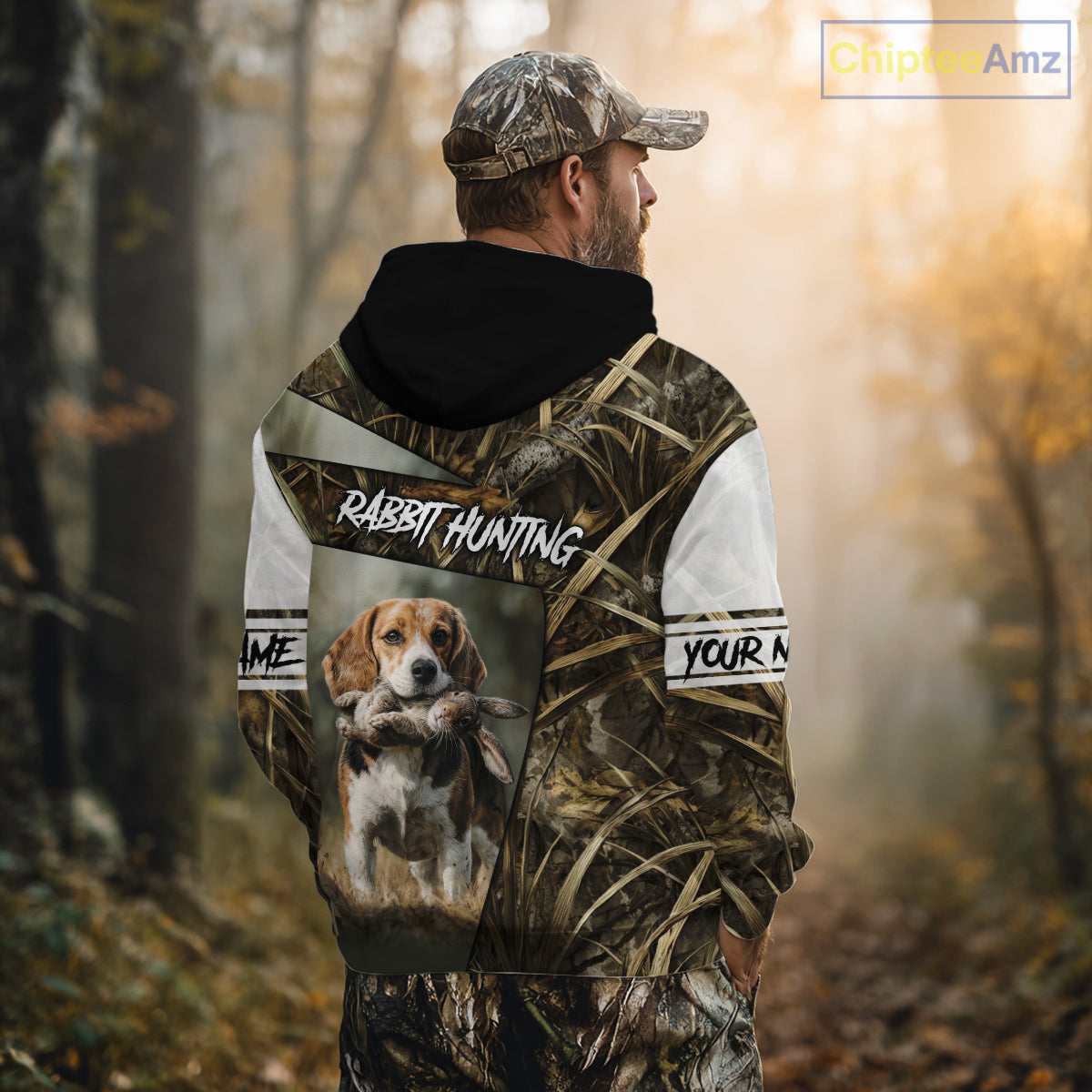 Rabbit Hunting Beagle Dog Camouflage Custom Name 3D Shirts, Rabbit Hunting Clothing for Men NBT215