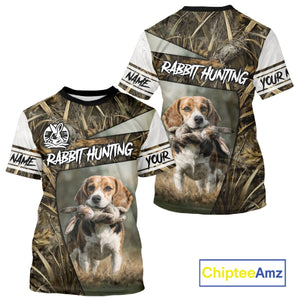 Rabbit Hunting Beagle Dog Camouflage Custom Name 3D Shirts, Rabbit Hunting Clothing for Men NBT215