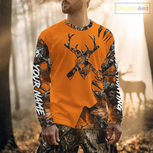 Whitetail Deer Hunting Orange Camo 3D Printed Shirts, Personalized Hunting Shirt NBT217
