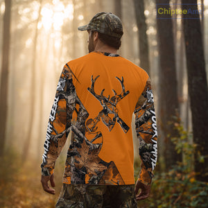 Whitetail Deer Hunting Orange Camo 3D Printed Shirts, Personalized Hunting Shirt NBT217