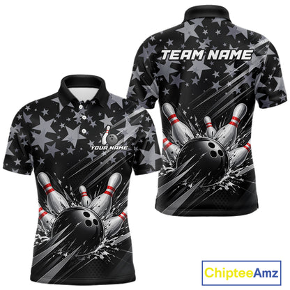 Personalized Mens Bowling Shirt Star Bowling Ball And Pins Team Bowling Jerseys For Men NBT1167