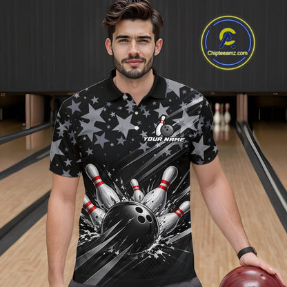 Personalized Mens Bowling Shirt Star Bowling Ball And Pins Team Bowling Jerseys For Men NBT1167