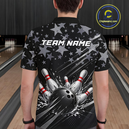 Personalized Mens Bowling Shirt Star Bowling Ball And Pins Team Bowling Jerseys For Men NBT1167