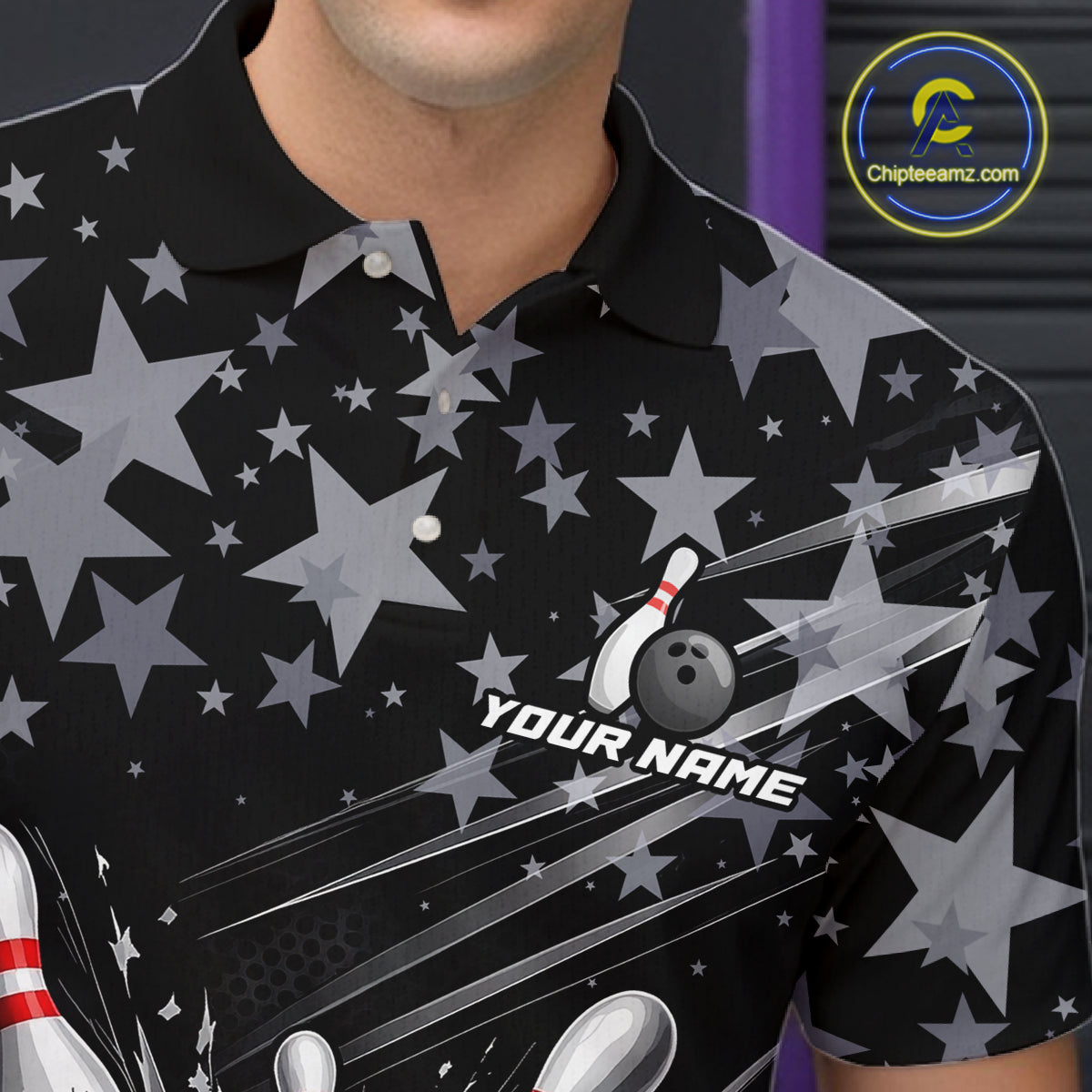 Personalized Mens Bowling Shirt Star Bowling Ball And Pins Team Bowling Jerseys For Men NBT1167