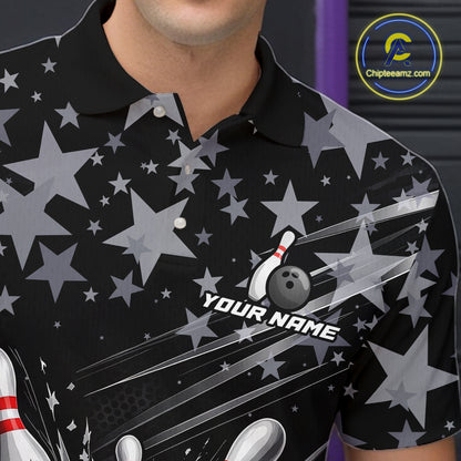 Personalized Mens Bowling Shirt Star Bowling Ball And Pins Team Bowling Jerseys For Men NBT1167