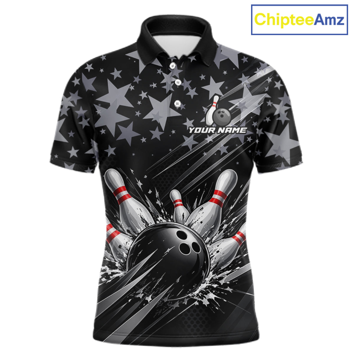 Personalized Mens Bowling Shirt Star Bowling Ball And Pins Team Bowling Jerseys For Men NBT1167