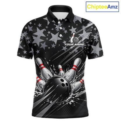 Personalized Mens Bowling Shirt Star Bowling Ball And Pins Team Bowling Jerseys For Men NBT1167