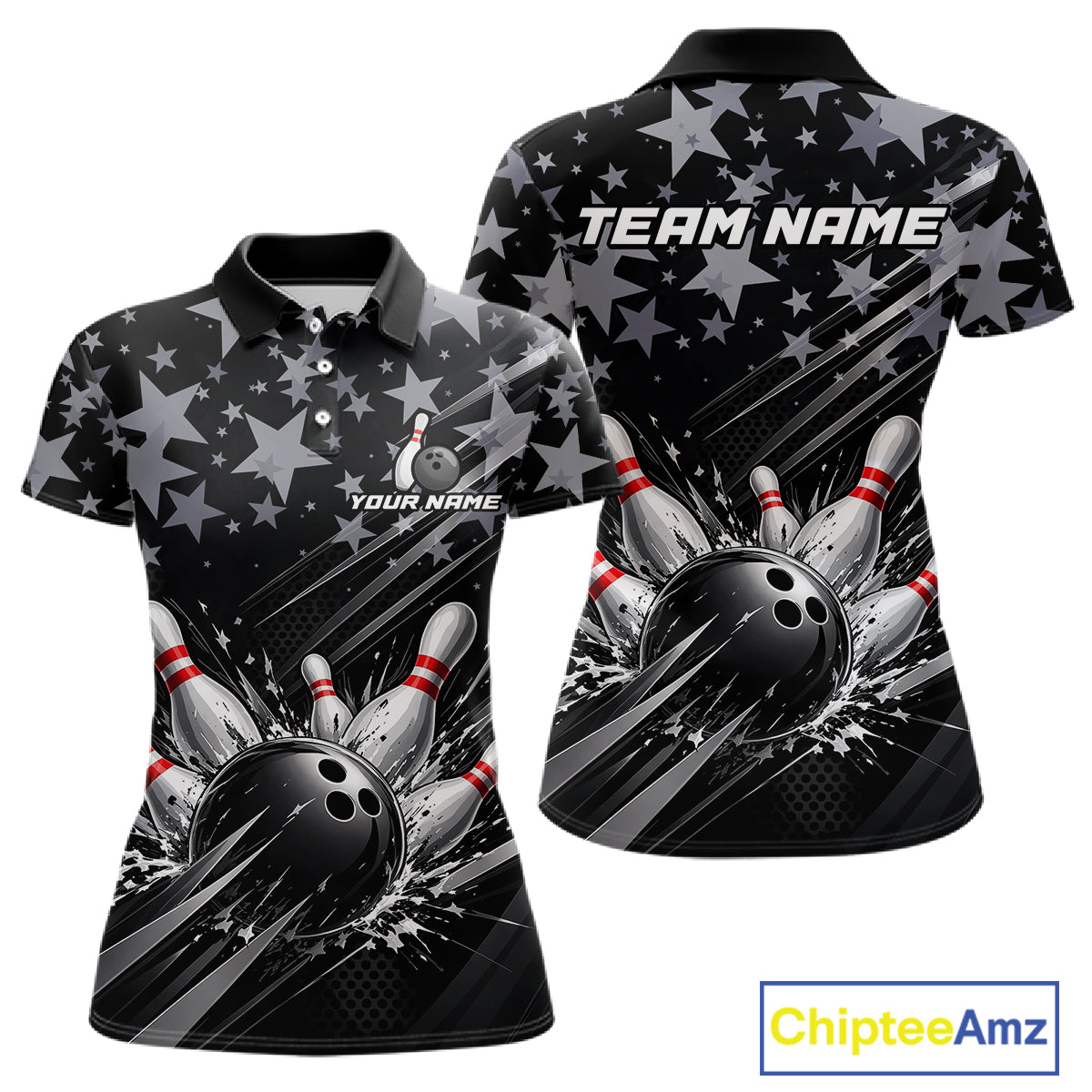 Personalized Women Bowling Shirt Star Bowling Ball And Pins Team Bowling Jerseys For Women NBT1167
