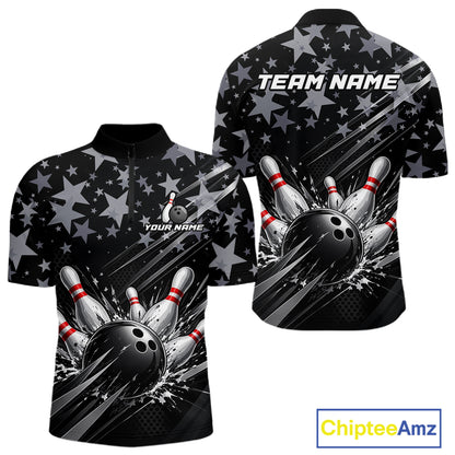 Personalized Mens Bowling Shirt Star Bowling Ball And Pins Team Bowling Jerseys For Men NBT1167