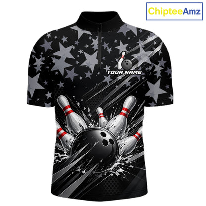 Personalized Mens Bowling Shirt Star Bowling Ball And Pins Team Bowling Jerseys For Men NBT1167