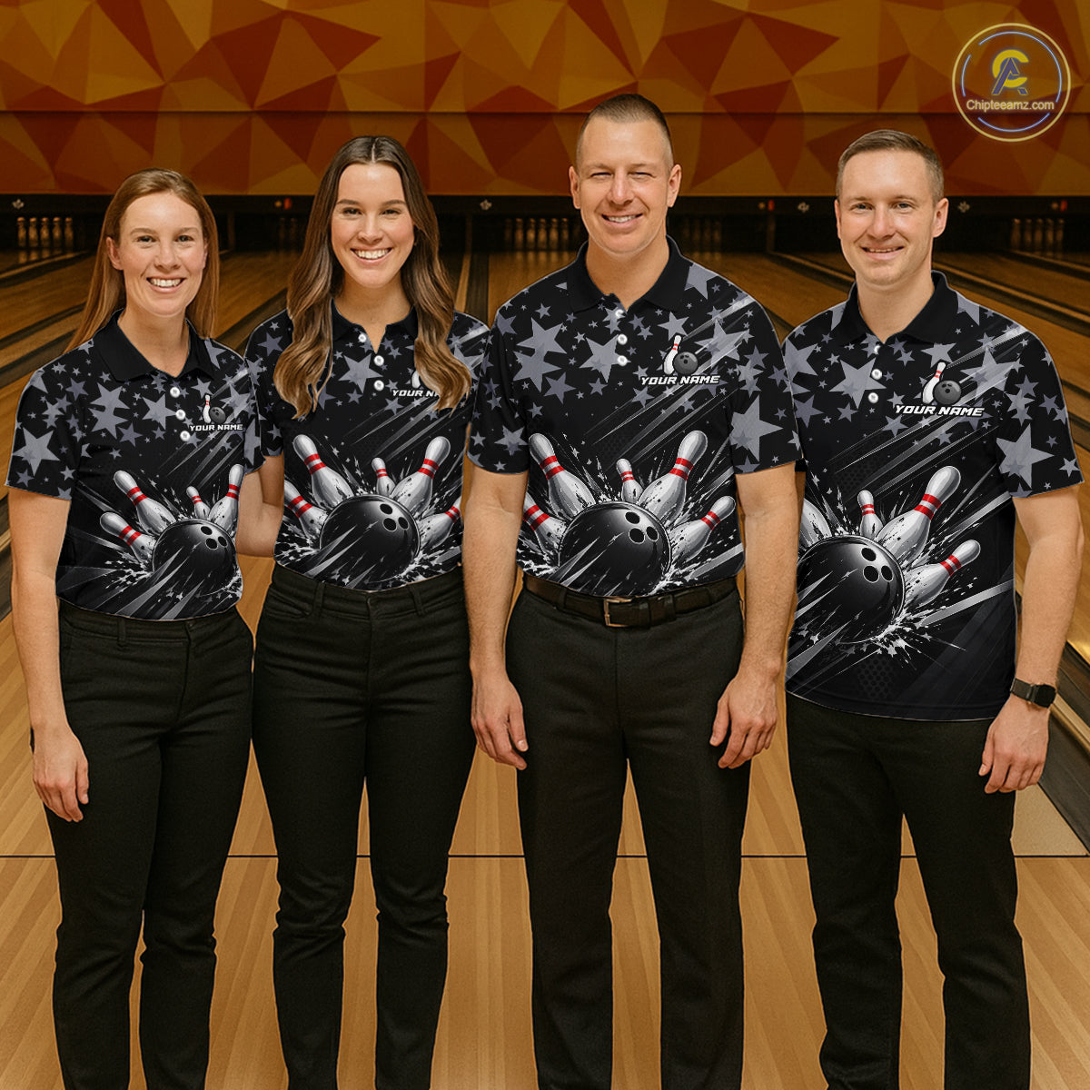Personalized Mens Bowling Shirt Star Bowling Ball And Pins Team Bowling Jerseys For Men NBT1167