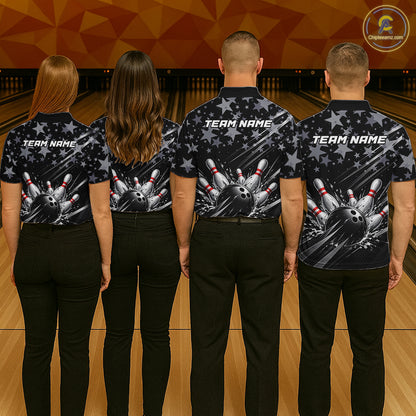 Personalized Mens Bowling Shirt Star Bowling Ball And Pins Team Bowling Jerseys For Men NBT1167