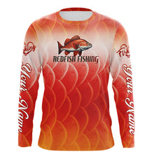 Load image into Gallery viewer, Custom Redfish Long Sleeve Fishing Shirts Fish Scale Red, Redfish Fly Fishing Performance Shirt NBT376