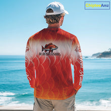 Load image into Gallery viewer, Custom Redfish Long Sleeve Fishing Shirts Fish Scale Red, Redfish Fly Fishing Performance Shirt NBT376