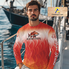 Load image into Gallery viewer, Custom Redfish Long Sleeve Fishing Shirts Fish Scale Red, Redfish Fly Fishing Performance Shirt NBT376
